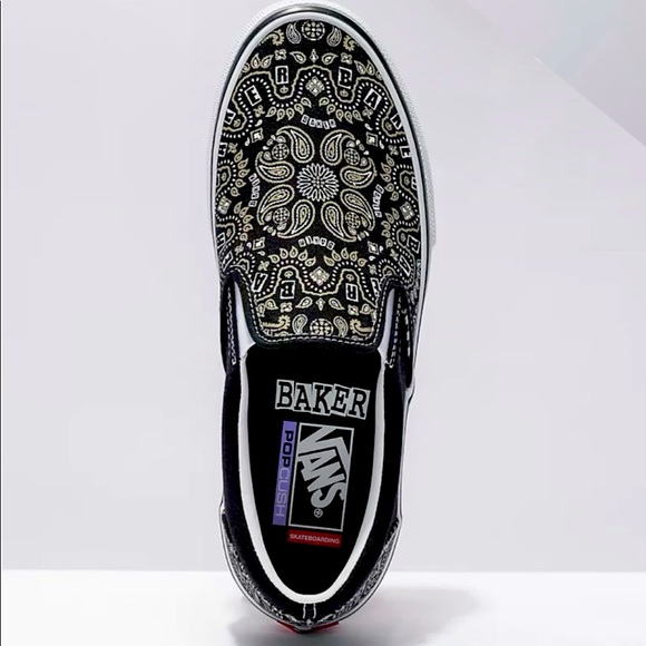 Vans Other - VANS Skate SlipOn Baker Bandana POPCUSH Insole 10 Men Collaboration Skateboard